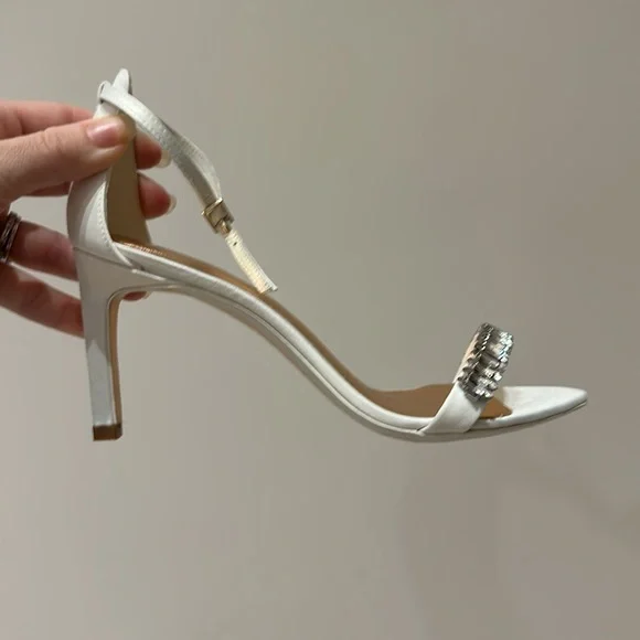 Ted Baker Saralia Strappy Satin Heel White Ivory Women’s 7 with Jewel Detail - Picture 5 of 8